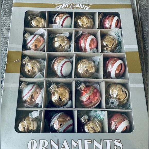 Christopher Radko Other - Christopher Radko Shiny Brite Pink Gold Vintage Christmas Holiday Ornaments